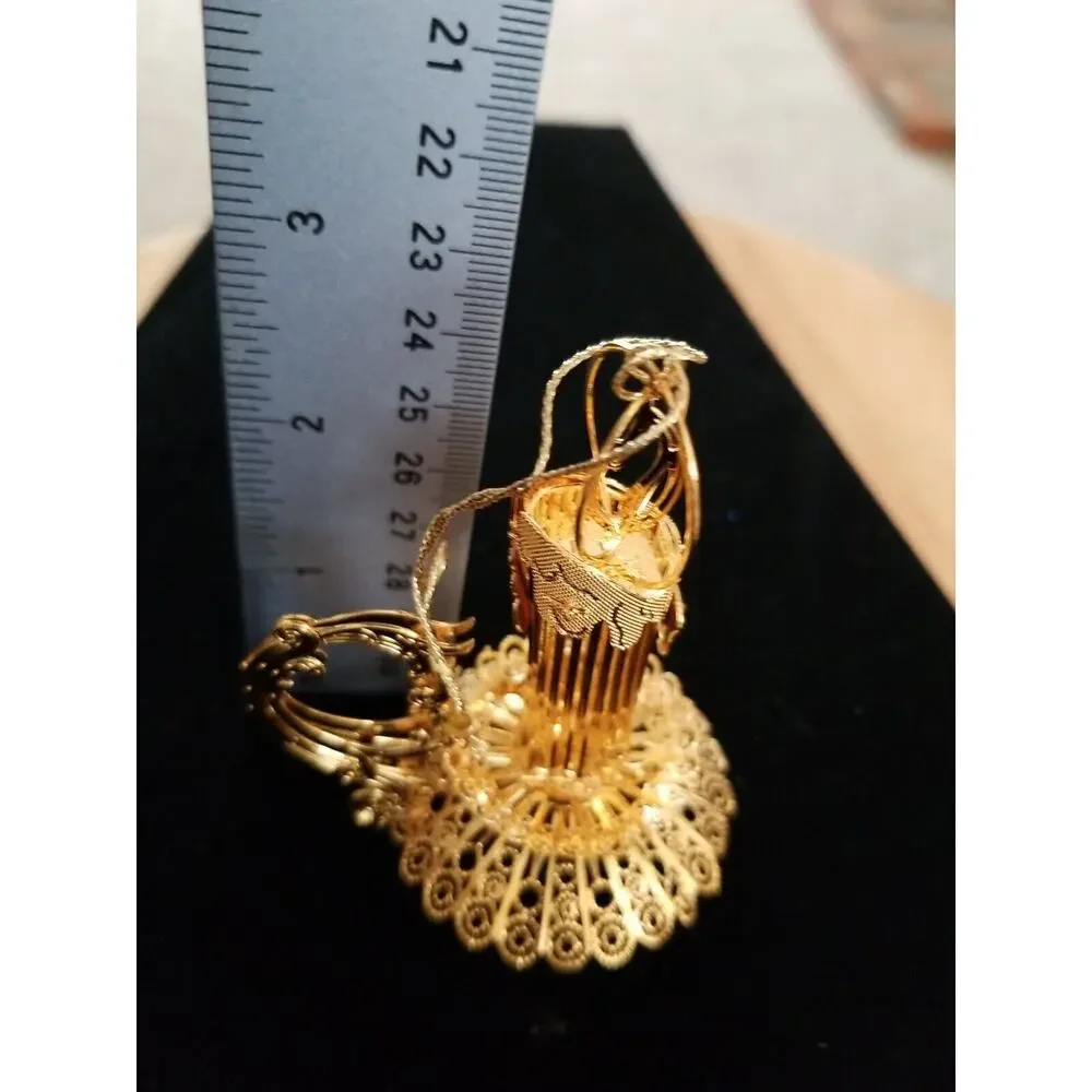 2001 Millennium Light Candle Stick Danbury Mint‎ Christmas Ornament Gold Plated